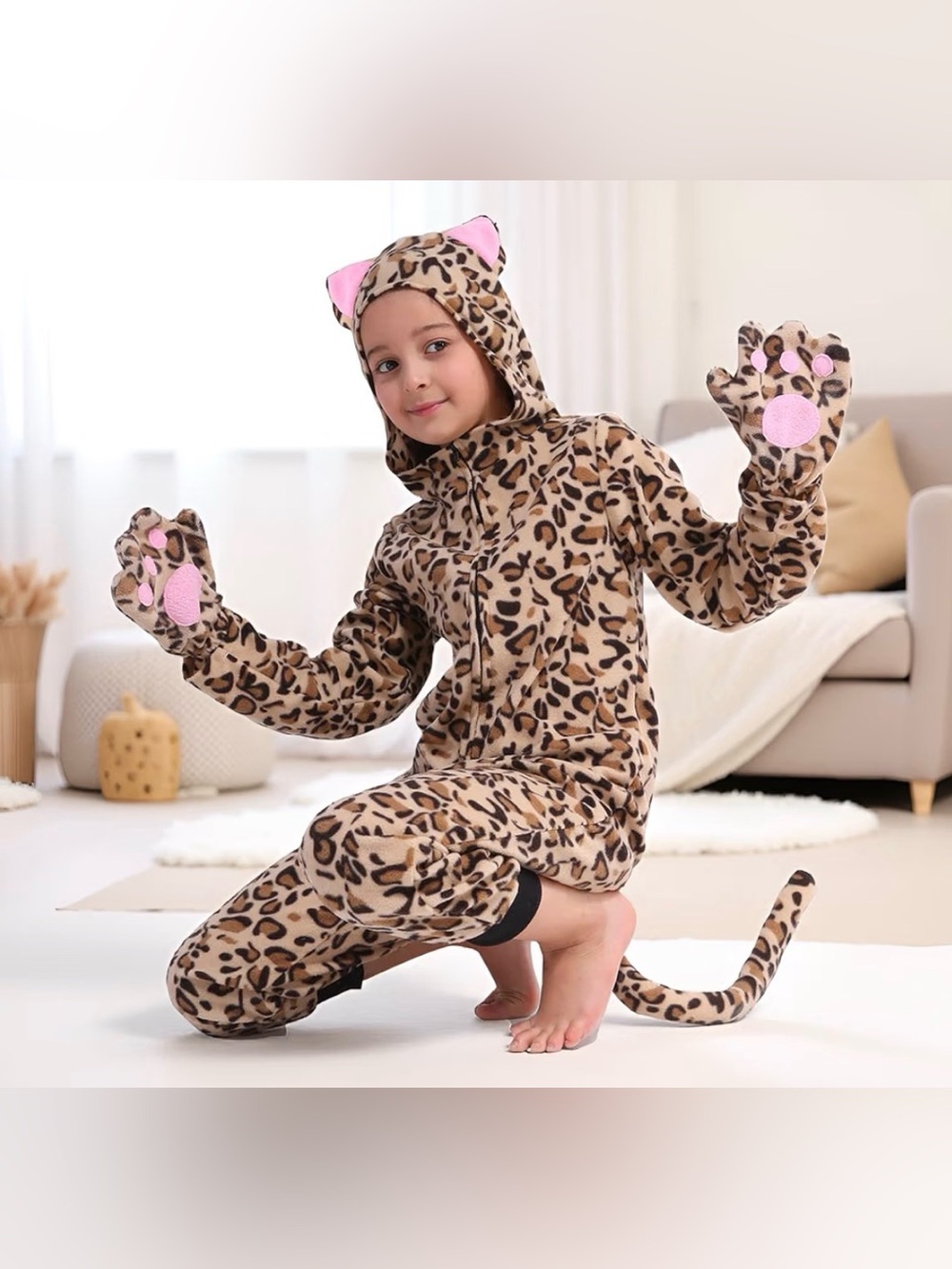 Fleece Leppard Cat Onesie Costume